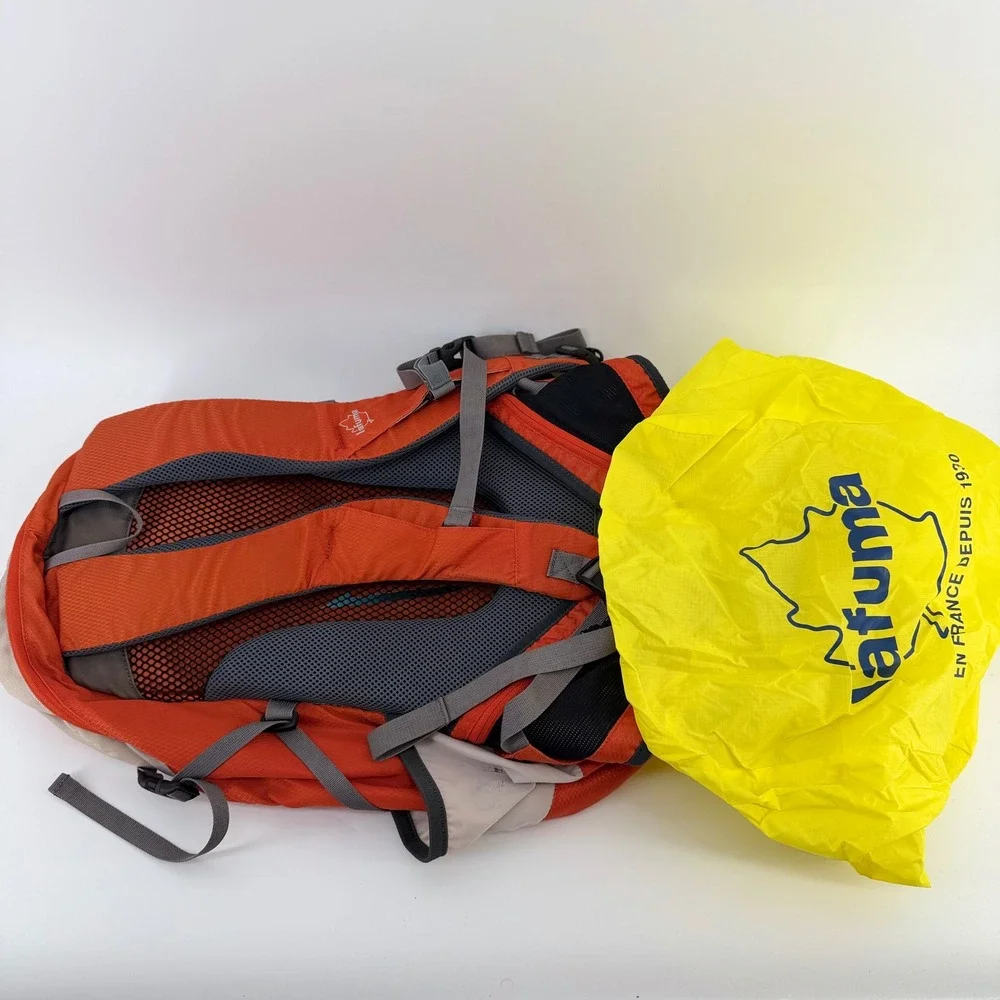 Lafuma Rania 28 Hiking Backpack 28L Orange Gray Rain Cover Camping Trekking